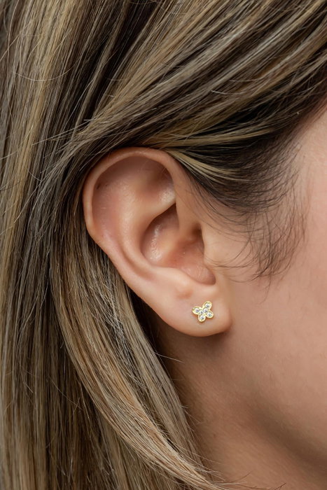 Heliophilia Silver Pendientes de Plata de Ley 925 con Recubrimiento de Oro y Circón